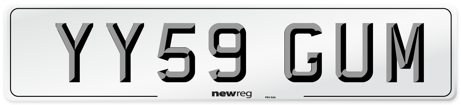 YY59 GUM Number Plate from New Reg